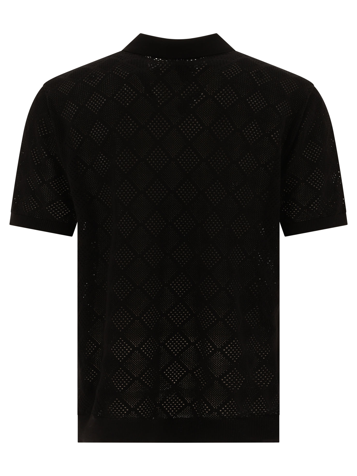 BEAMS PLUS Black   Zip knit mesh polo shirt